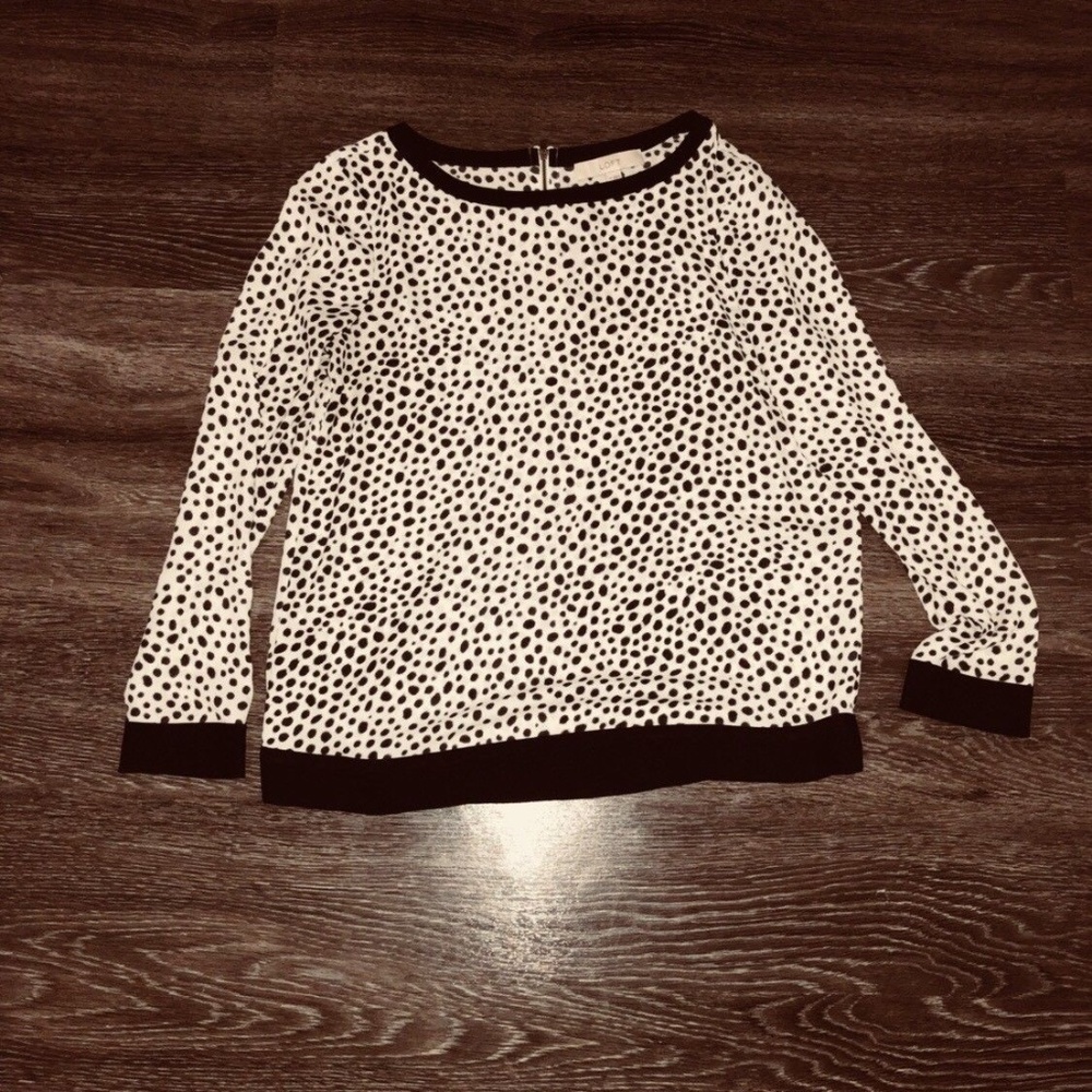 LOFT Dalmatian Print Long-Sleeve Blouse Size M